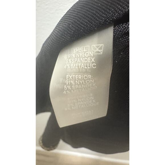 Calvin Klein Women’s Metallic Gold Black Long Sleeve Belted Dress Size 4 Sparkle - Picture 3 of 8